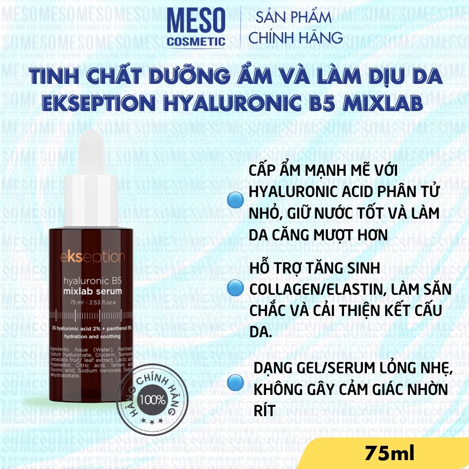 Tinh chất dưỡng ẩm và làm dịu da EKSEPTION HYALURONIC B5 MIXLAB SERUM